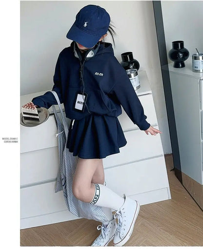 Girls Autumn Casual Outfit Set Two-Piece Long-Sleeve Top + Short Skirt Set Children's  Clothing Set Suitable for Girls Aged 7-17