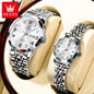 OLEVS 9970 Couple Watch For Men Women Luxury Number Dial Rhombus Mirror Quartz Hand Clock Stainless Steel Original Dress Watches