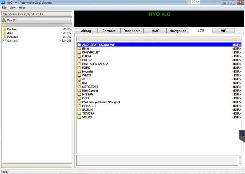 NEWEST Auto Repair Software 2017 NYO 4.0 Full Database Airbag+Carradio+Dashboard+IMMO+Navigation Install Video Guide