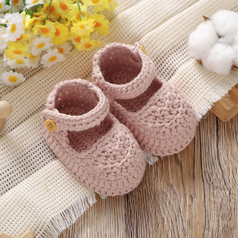 Newborn Baby Girl Shoes 0-1Y Fashion Pure Color Knit Infant Anti-Slip Soft Soled First Walkers Children Winter Walking Prewalker