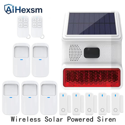 New 433MHz Wireless light Flash Strobe Outdoor Solar Waterproof Siren for Home Burglar PIR Motion Door Gap Security Alarm System