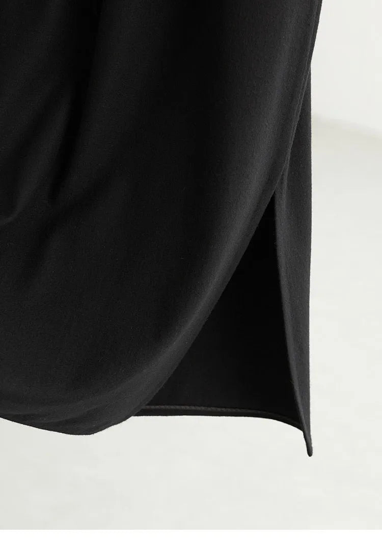 Elastic Waist 100% Wool Skirt, Women's High-Waisted Mid-Length Skirt, New Style for Autumn and Winter 2026