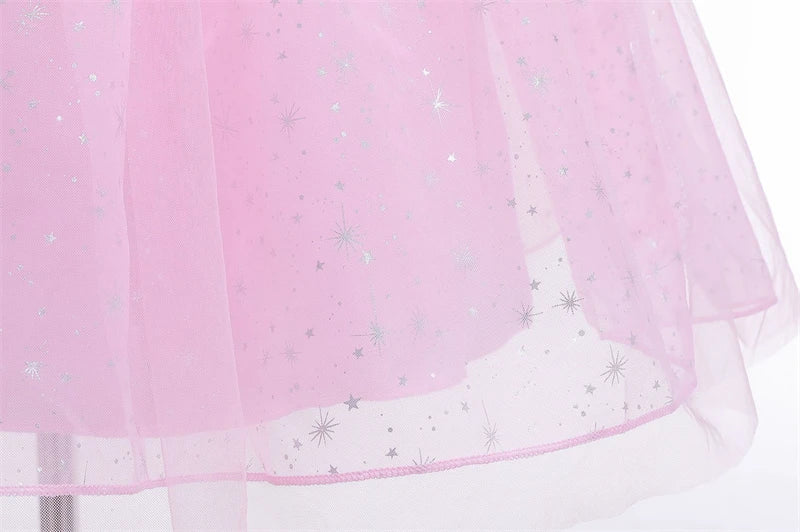Elsa Cosplay Costume Kids Layers Deluxe Ball Gown Princess Dresses Aurora Christmas Wedding Evening Dress Girls Princess Dresses
