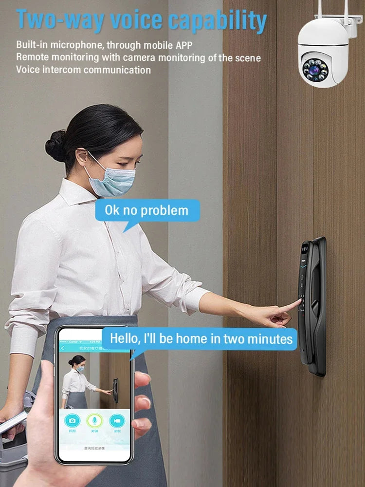 8MP Wifi Surveillance Camera PTZ Wireless IP Camera 8X Zoom AI Human Tracking Two-way Audio Color Night Vision Security Cam CCTV