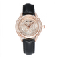 WIILAA Luxury Women's Crystal Quartz Watch - Full Baguette Rhinestone Dial Black Leather Strap Ladies Fashion Wristwatch for Par