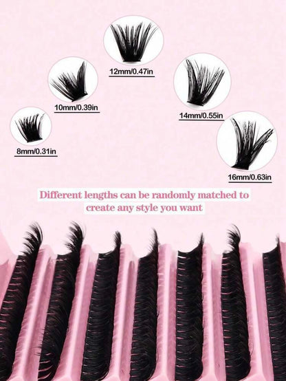 Cluster Lashes, 240pcs 40D 9-16mm Mixed Lengths, Ultra-Natural Look Thin Ultra-Soft Ultra-Light, Reusable  for Beginners