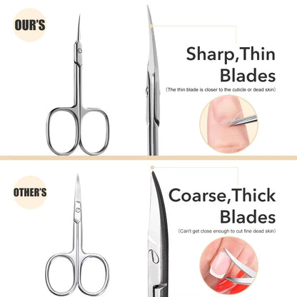 Professional Russian Manicure Scissors Cuticle Regrowth Cut Curved Tip Nail Pedicure Grooming Stainless Steel Dead Skin Remover