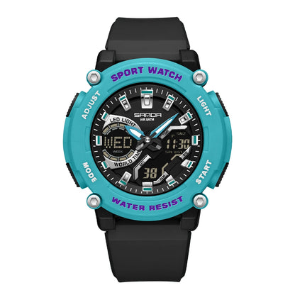 SANDA Outdoor Men's Electronic Wristwatch Large Dial Multifunctional Waterproof Luminous Alarm Military Sports Watch