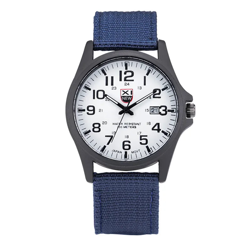 Men Genuine XINEW Brand Watches Students Fashion Casual Nylon Band Sports Army Gifts Date Quartz Wrist Watch Black Montre Homme