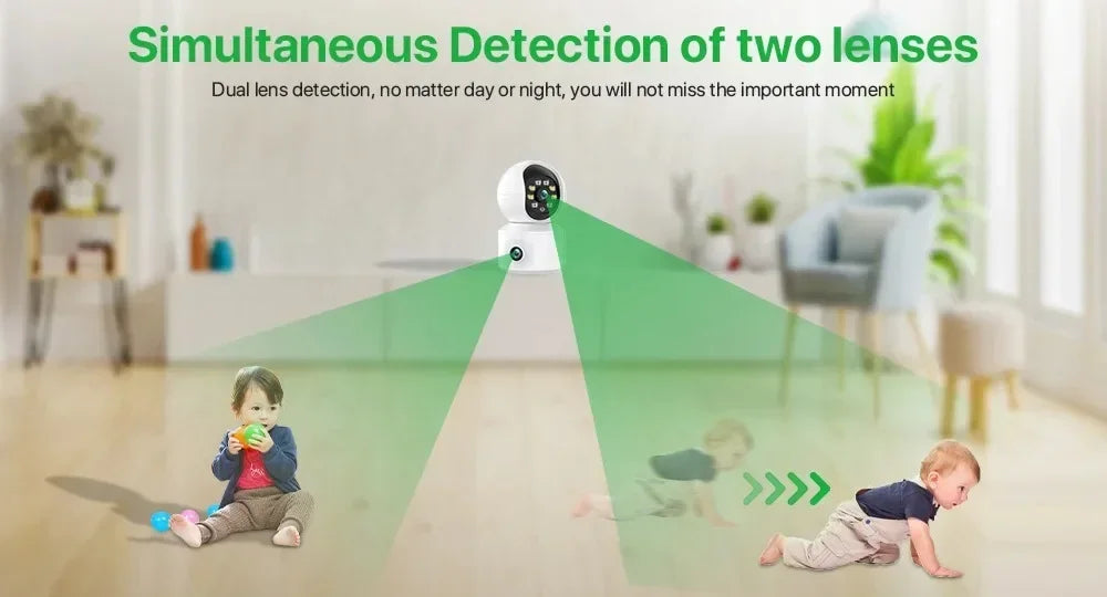 8MP 4K Wifi Surveillance Camera Wireless Security PTZ IP Camera AI Human Tracking 10X Zoom Security Camera Dual Screen Monitor