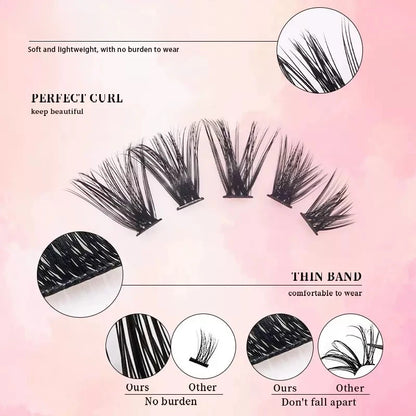 Cluster Lashes, 240pcs 40D 9-16mm Mixed Lengths, Ultra-Natural Look Thin Ultra-Soft Ultra-Light, Reusable  for Beginners