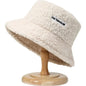Warm Embroidered Hat Soft Lambswool Bucket Hat For Women Men Winter Warm Knitted Beanie Cap Soft Warm Thick Fisherman Hat